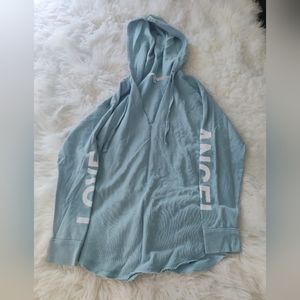 Victoria secret hoodie sweatshirt fleece pullover light blue white print graphic